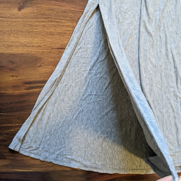 Athleta Maxi Skirt Womens Medium Light Gray Pura Vida Soft Side Slit Drawstring - Picture 2 of 5